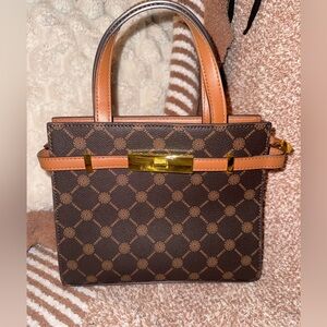 Brown Monogram patterned Gold Twistlock Mini Bag